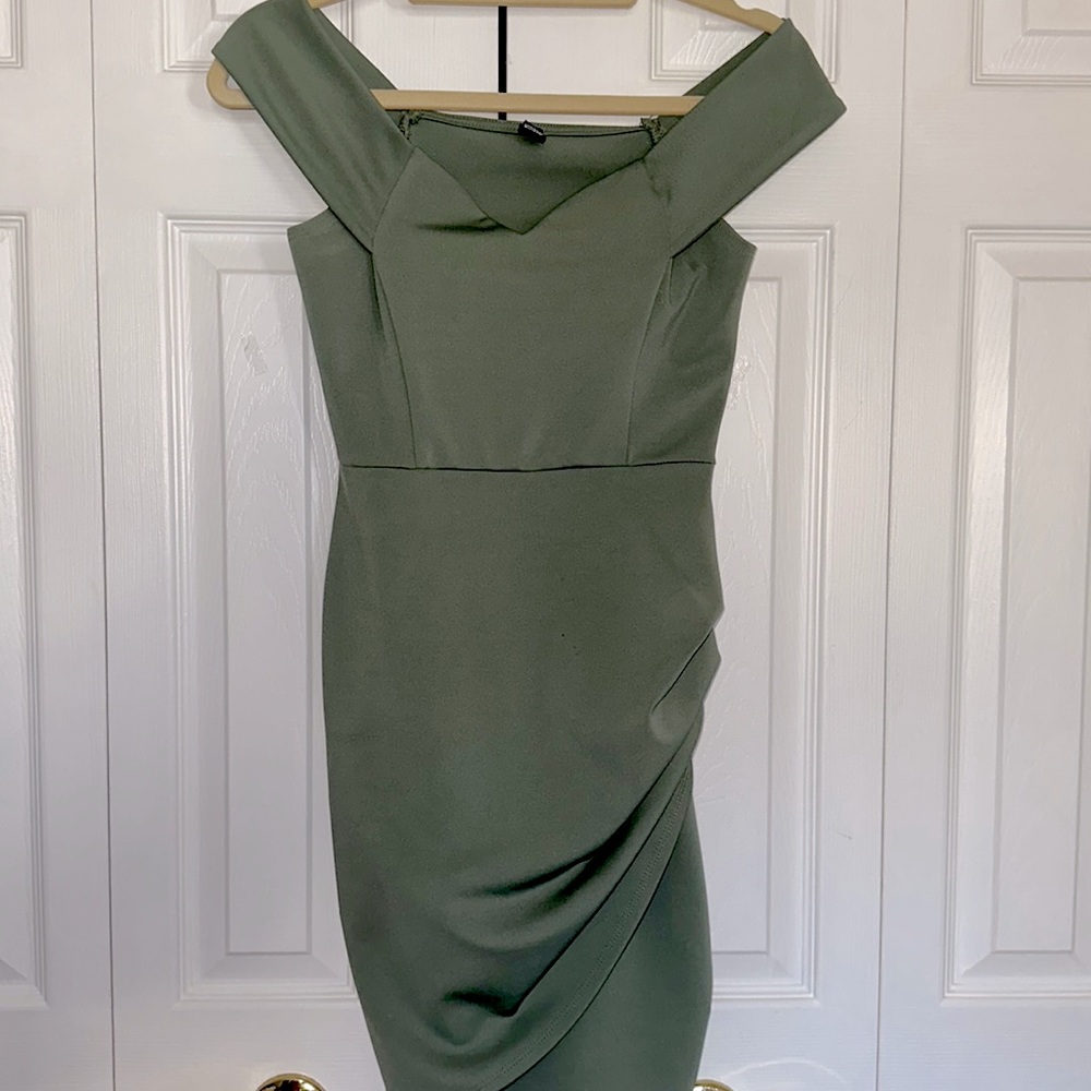 Olive Green Off the Shoulder Mini Dress